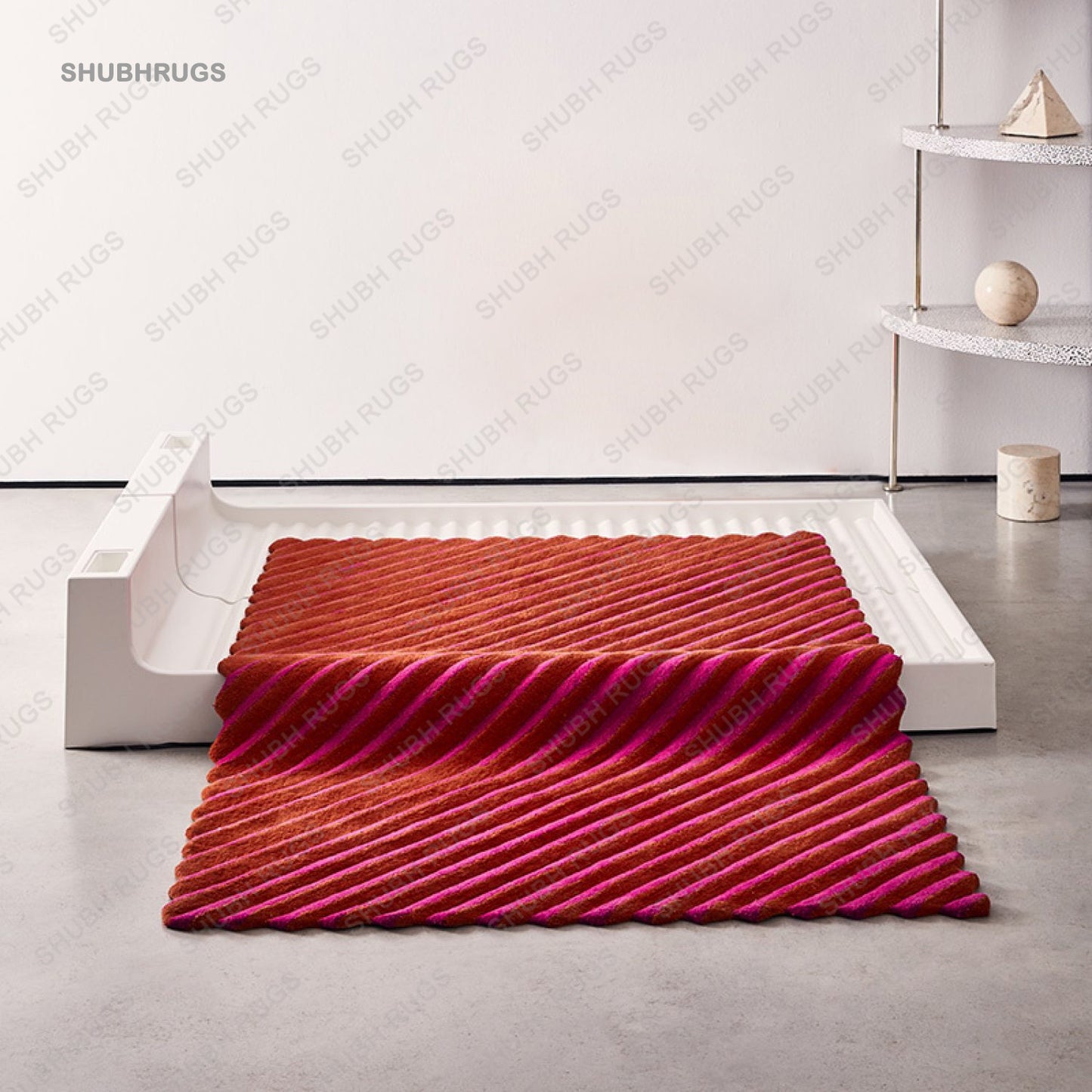 Optict Flow Red rug |Hand tufted | Wool Rug