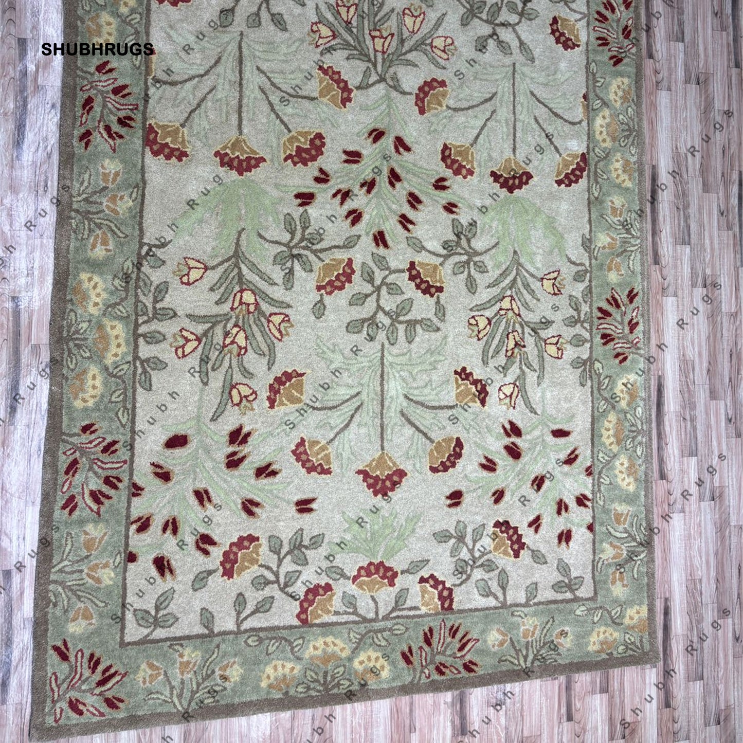 Oriental Traditional Persian Style Hand Made Beige Floral Ziegler Wool Area Rug For Hallway, Multiroom, Bedroom, Dining Room, Area Carpet