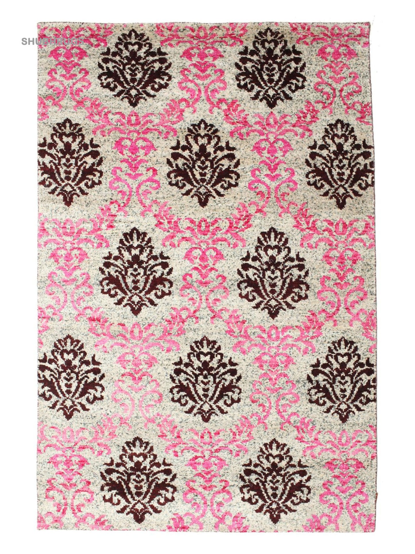 Jardine - Pink / Burgundy Red Silk Rug