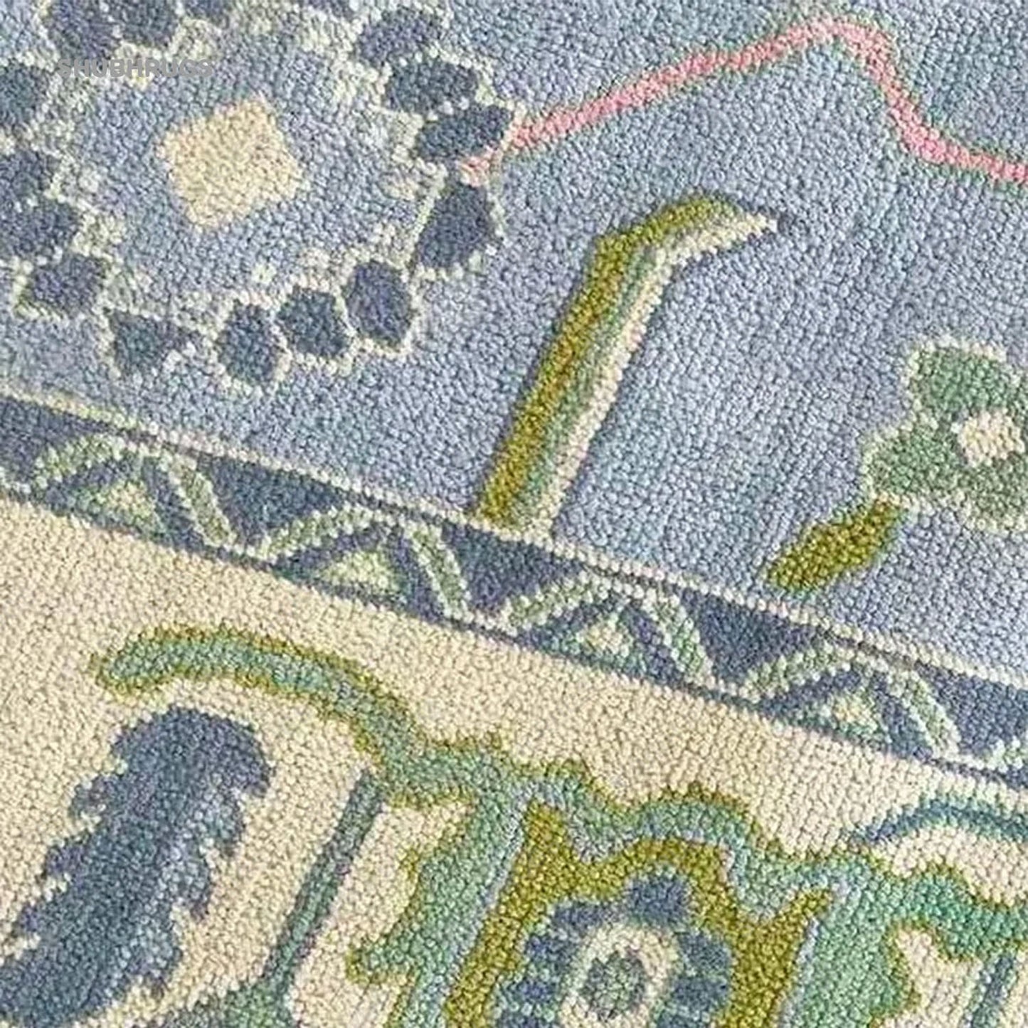 Hand Knotted In Sky Blue & Green Beautiful Turkish Rugs For bedroom Retro Multi Size Wool Area, luxury Rug