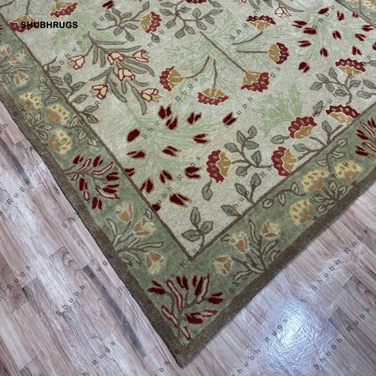 Oriental Traditional Persian Style Hand Made Beige Floral Ziegler Wool Area Rug For Hallway, Multiroom, Bedroom, Dining Room, Area Carpet