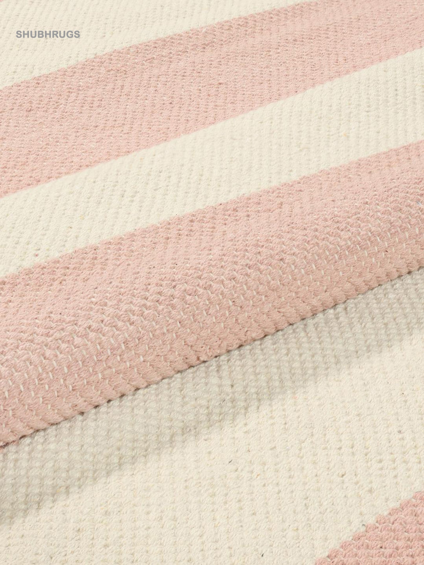 Cotton stripe Pink Cotton Rug