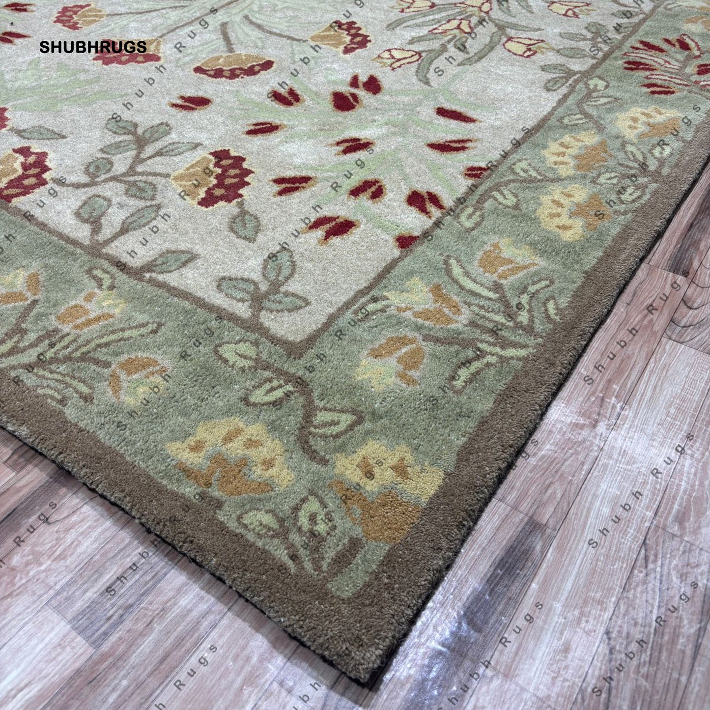 Oriental Traditional Persian Style Hand Made Beige Floral Ziegler Wool Area Rug For Hallway, Multiroom, Bedroom, Dining Room, Area Carpet