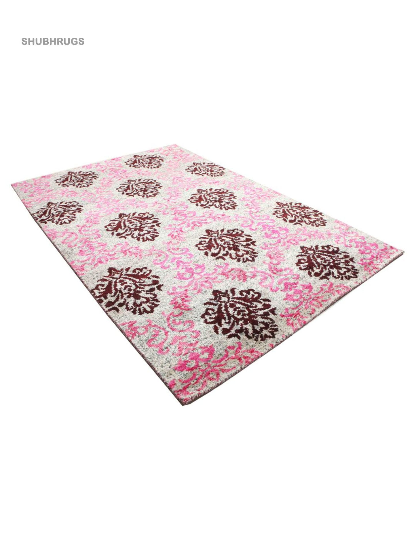 Jardine - Pink / Burgundy Red Silk Rug