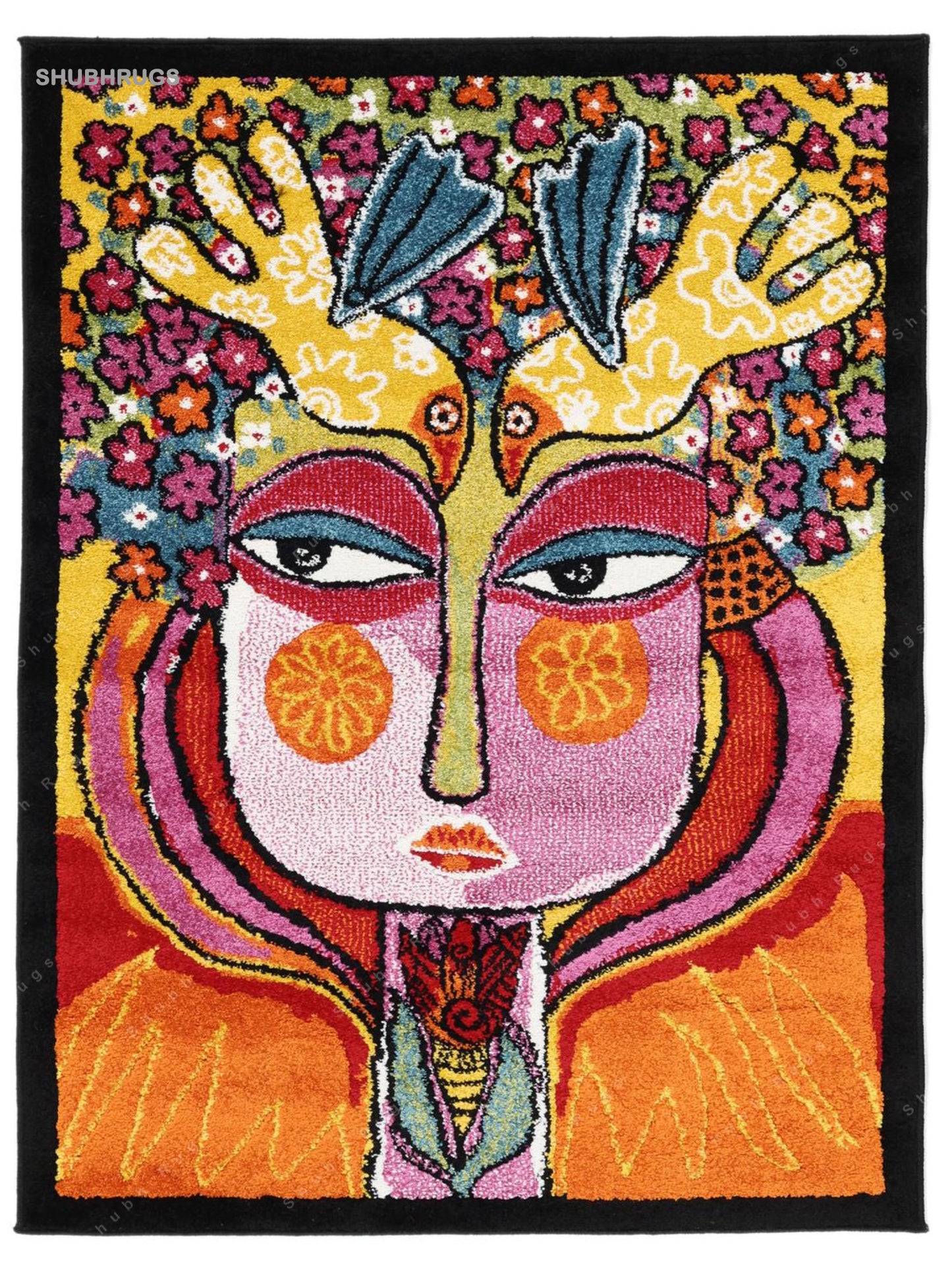 She has flowers in her hair Multicolor Rug