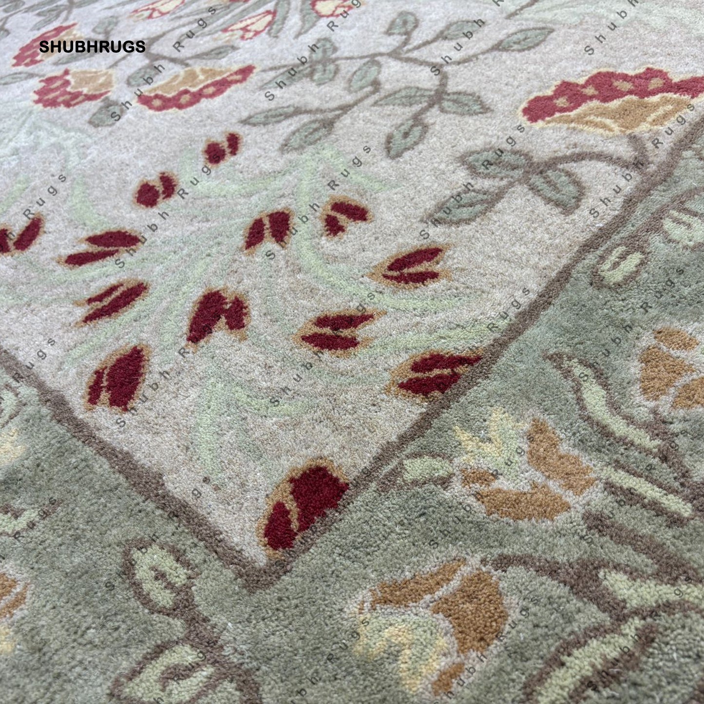 Oriental Traditional Persian Style Hand Made Beige Floral Ziegler Wool Area Rug For Hallway, Multiroom, Bedroom, Dining Room, Area Carpet