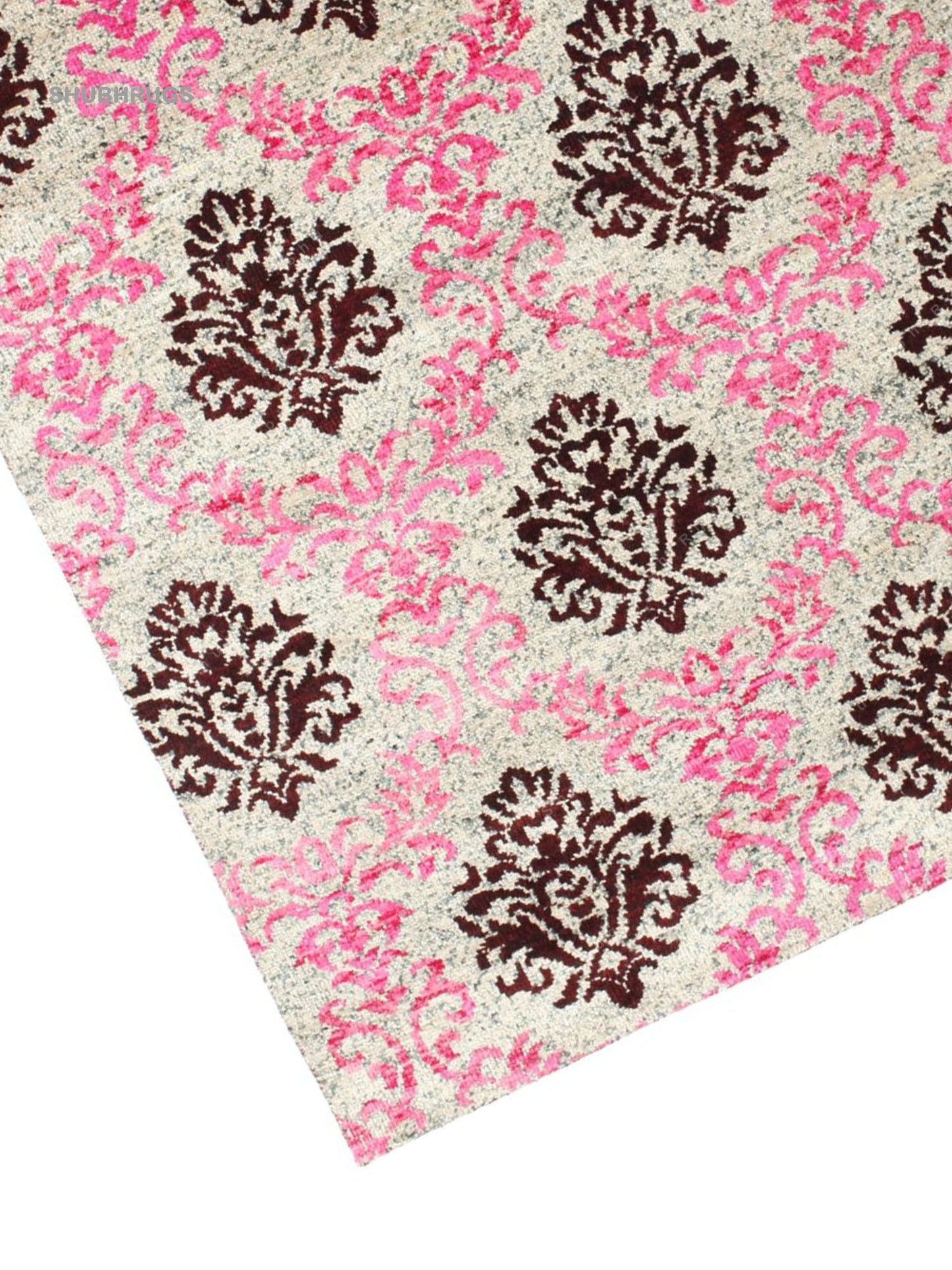 Jardine - Pink / Burgundy Red Silk Rug