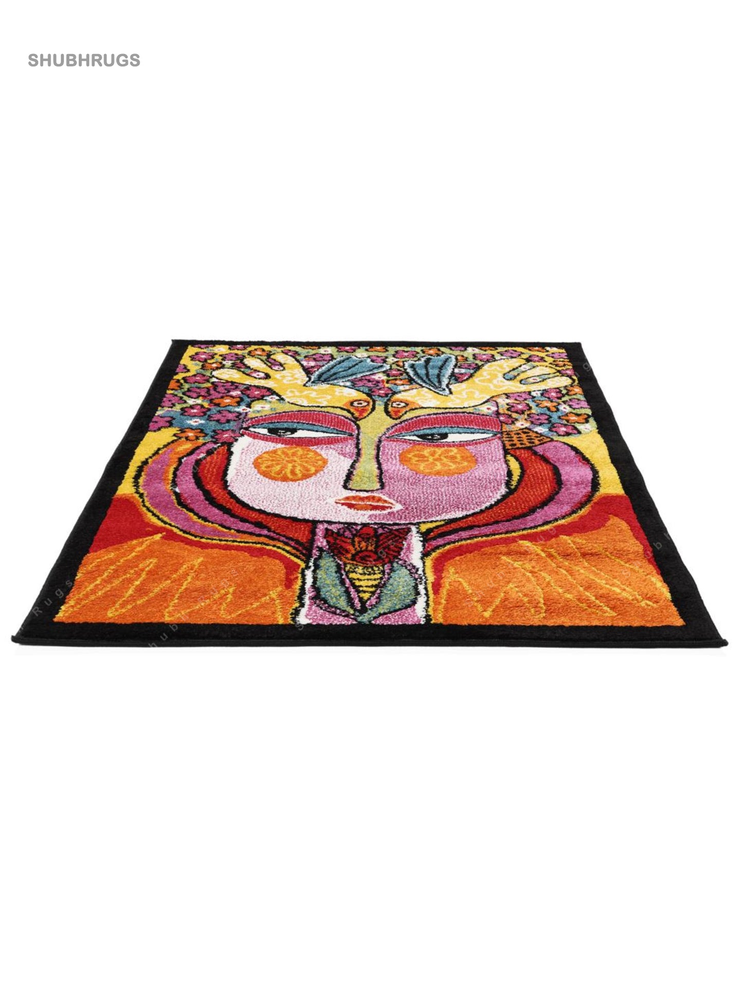 She has flowers in her hair Multicolor Rug