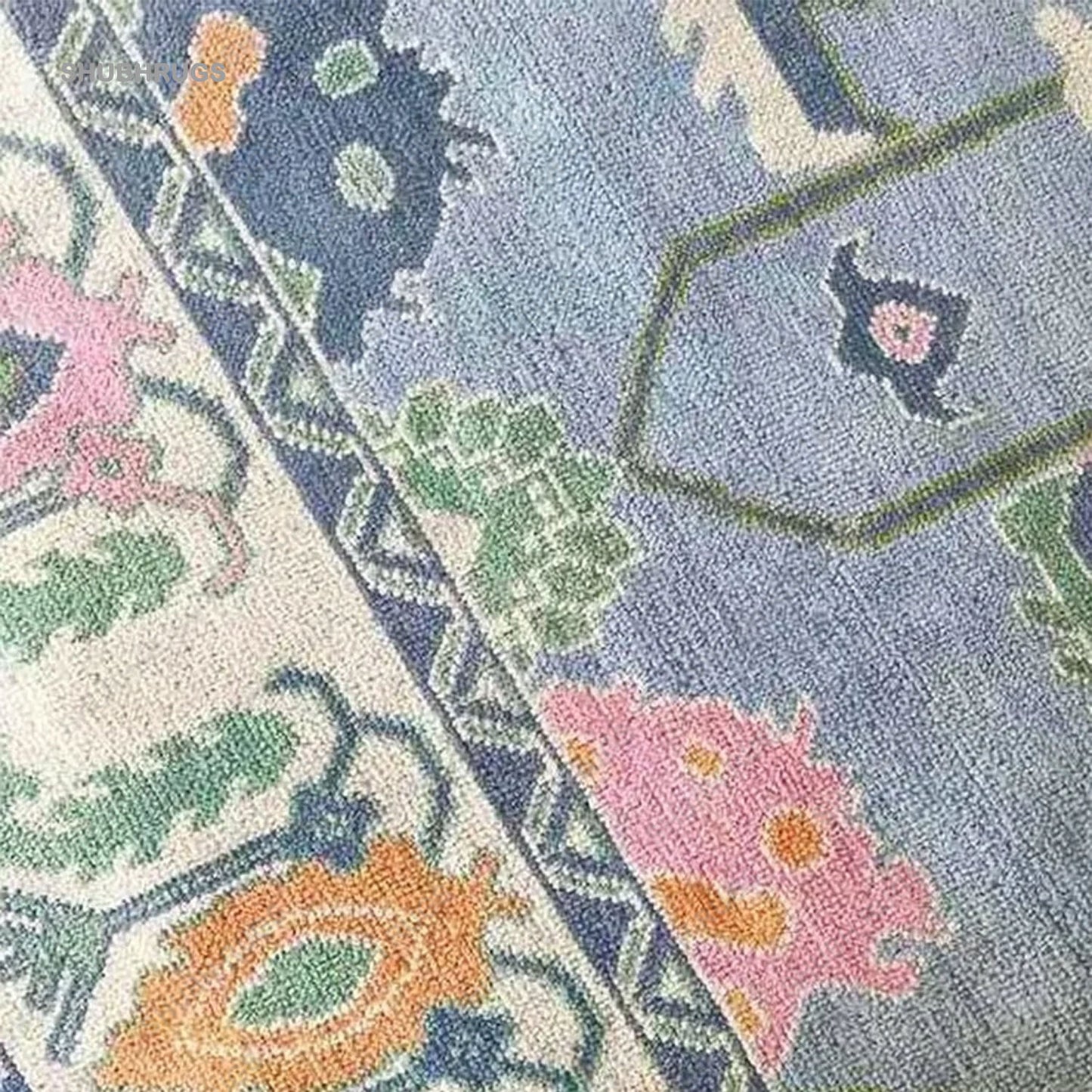 Hand Knotted In Sky Blue & Green Beautiful Turkish Rugs For bedroom Retro Multi Size Wool Area, luxury Rug