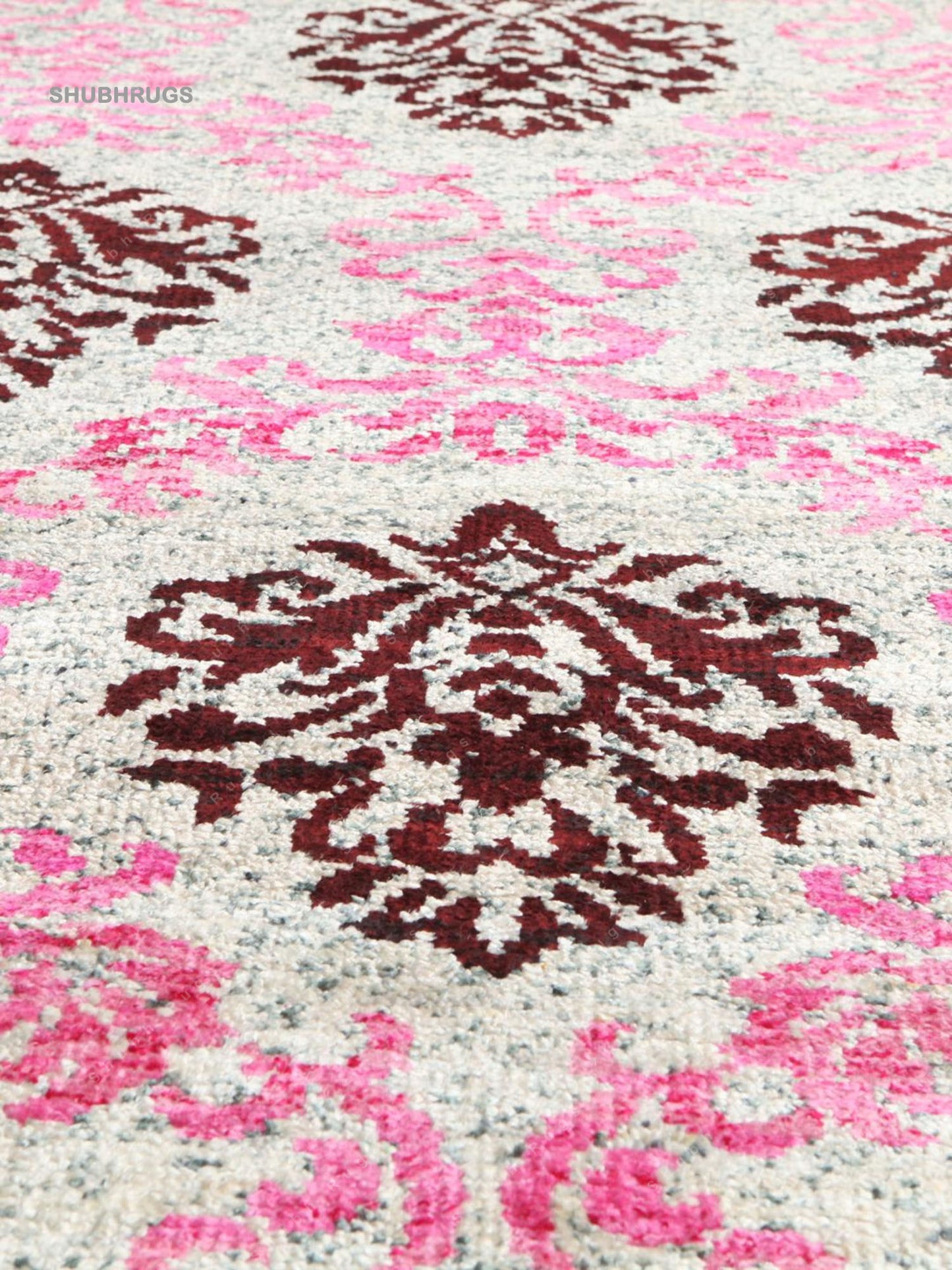 Jardine - Pink / Burgundy Red Silk Rug