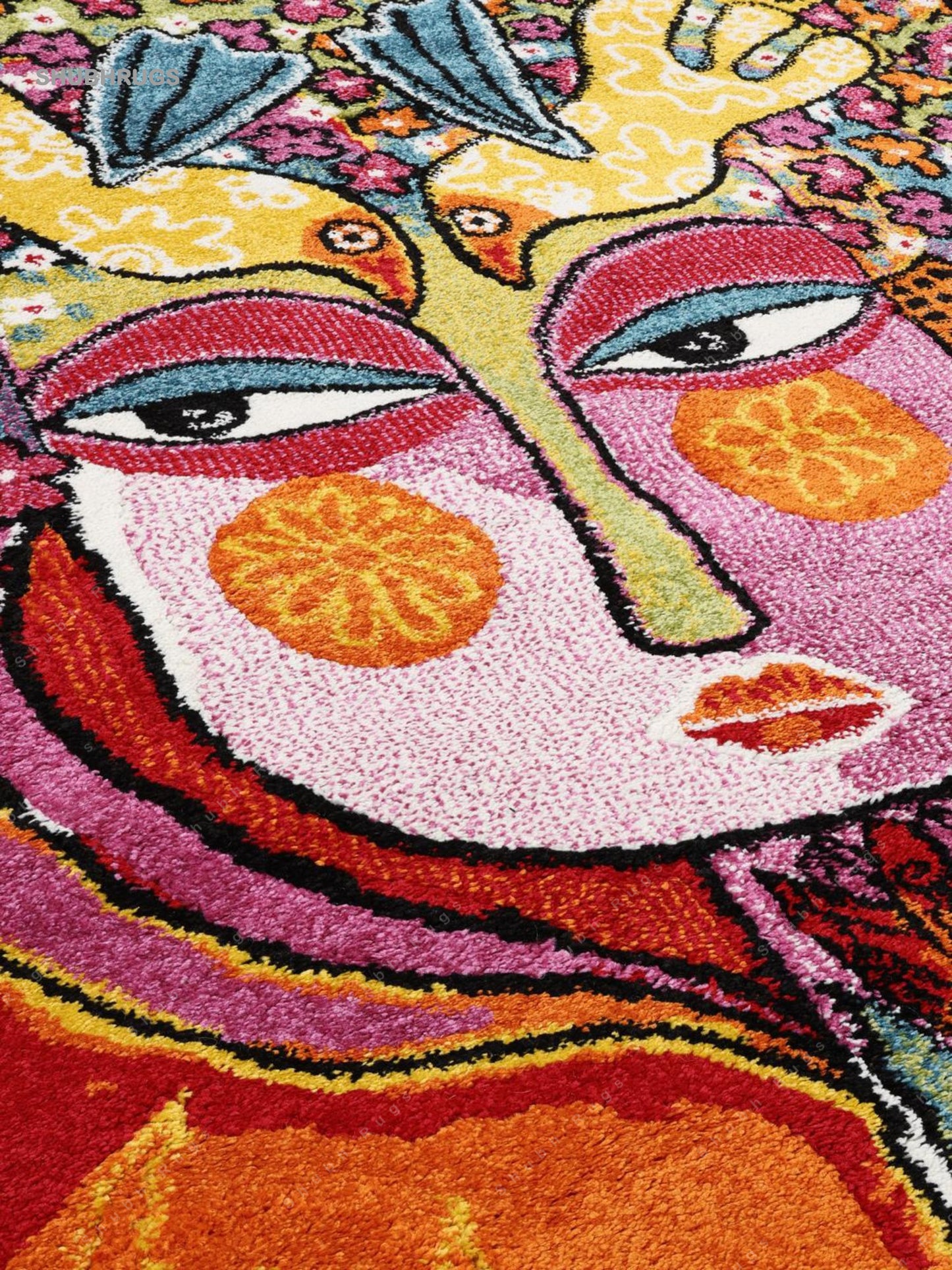 She has flowers in her hair Multicolor Rug