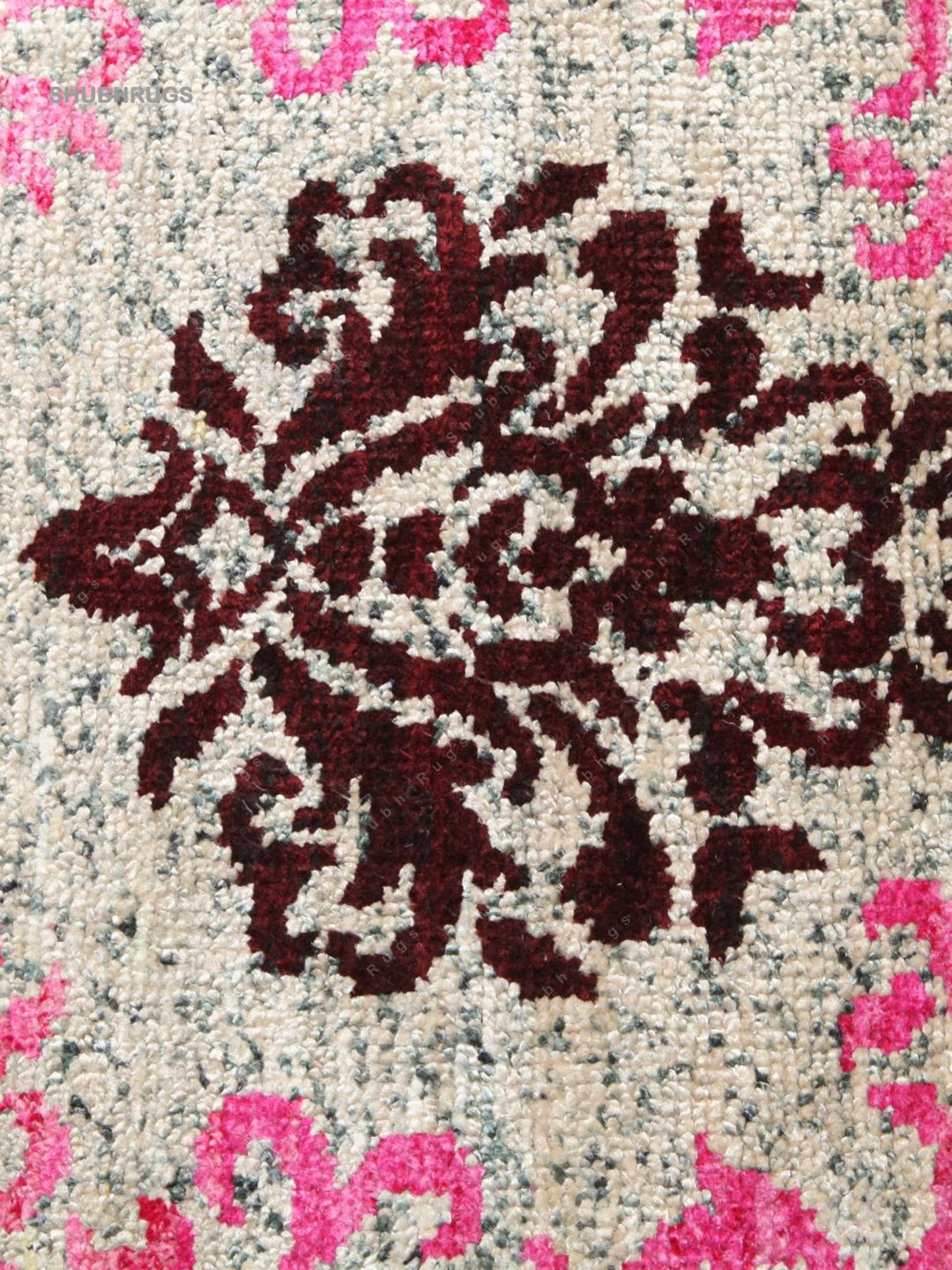 Jardine - Pink / Burgundy Red Silk Rug