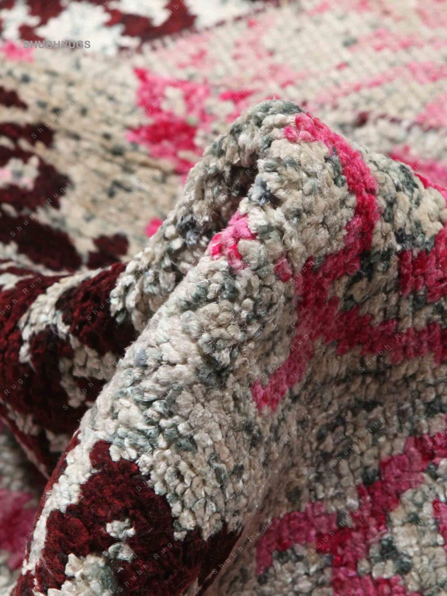 Jardine - Pink / Burgundy Red Silk Rug