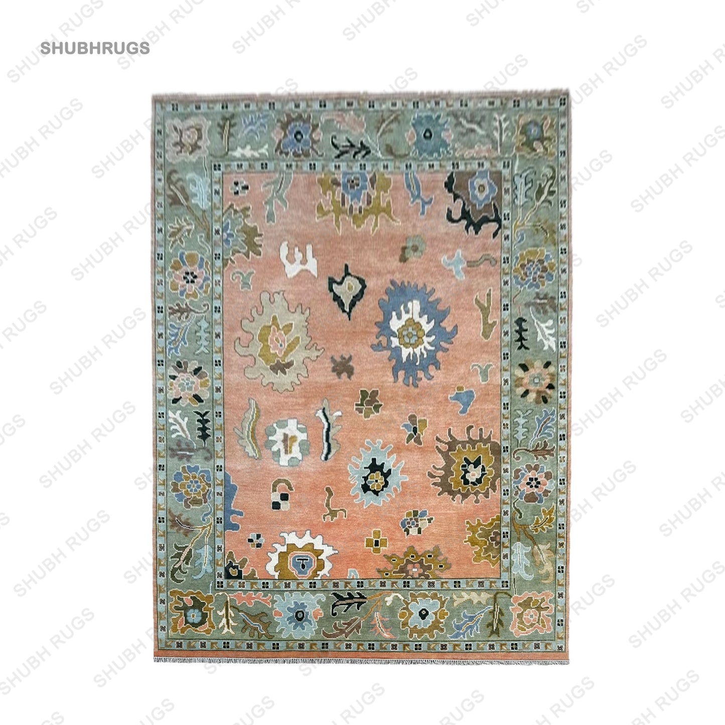 Peach Turkish Oushak Hand Knotted Rug  Handmade Rugs for Living Room - Antique Contemporary rug