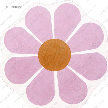 USTIDE Pink Flower Shaped Rug