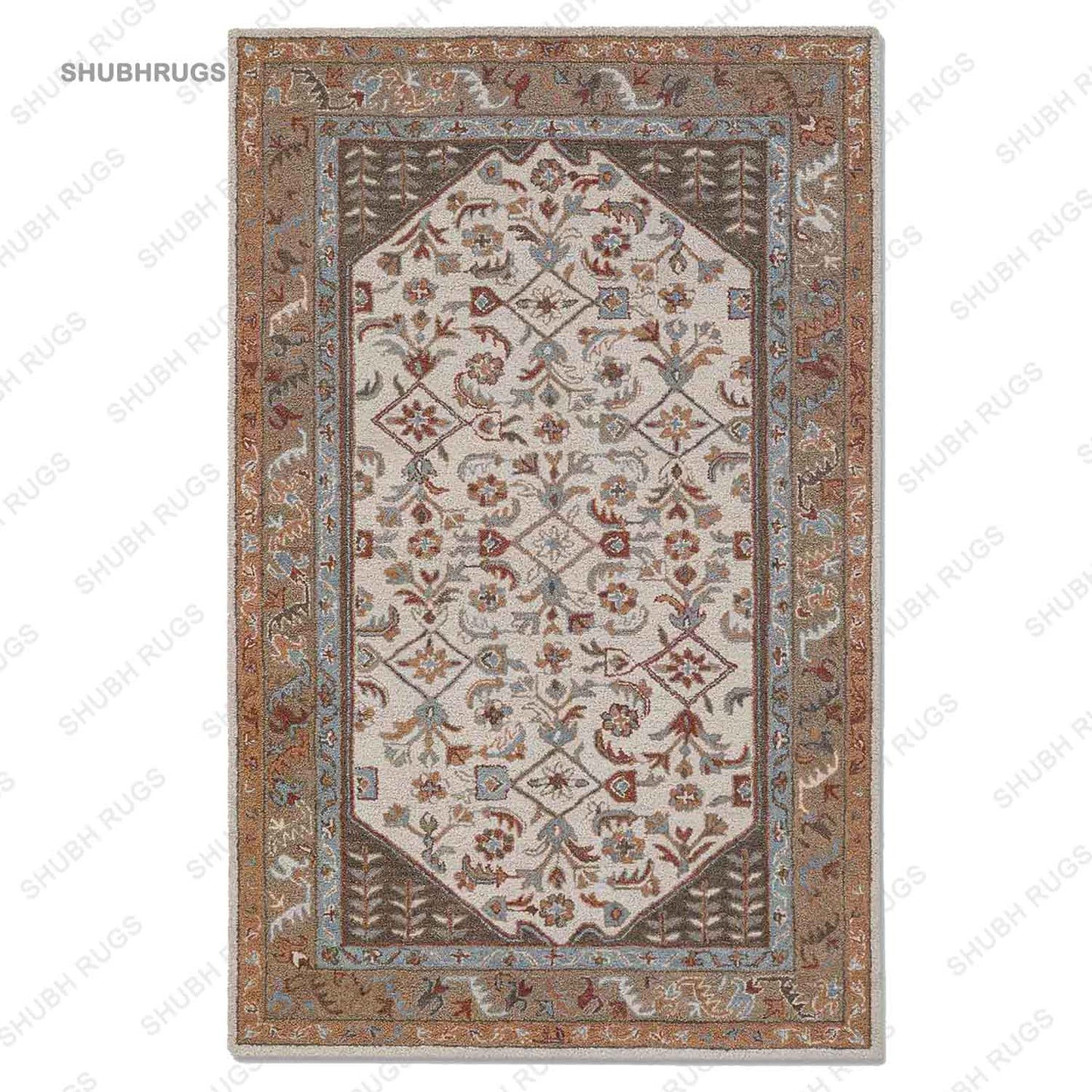 Beige  Hand Tufted Woollen Rug