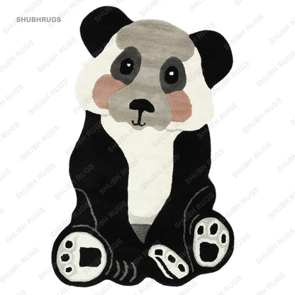 Hand-Tufted Decorative Woolen Carpet in Adorable Panda Design