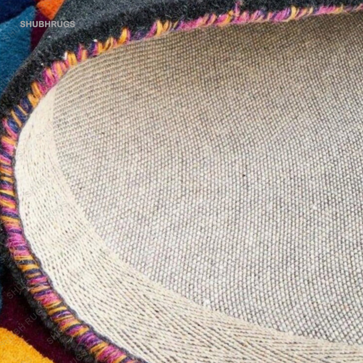 Round Rug Hand Tufted Wool Multi Color Carpet Area Rug