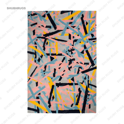 Colorful Abstract Stripes Seamless Pattern Rug | Handmade | Wool Rug