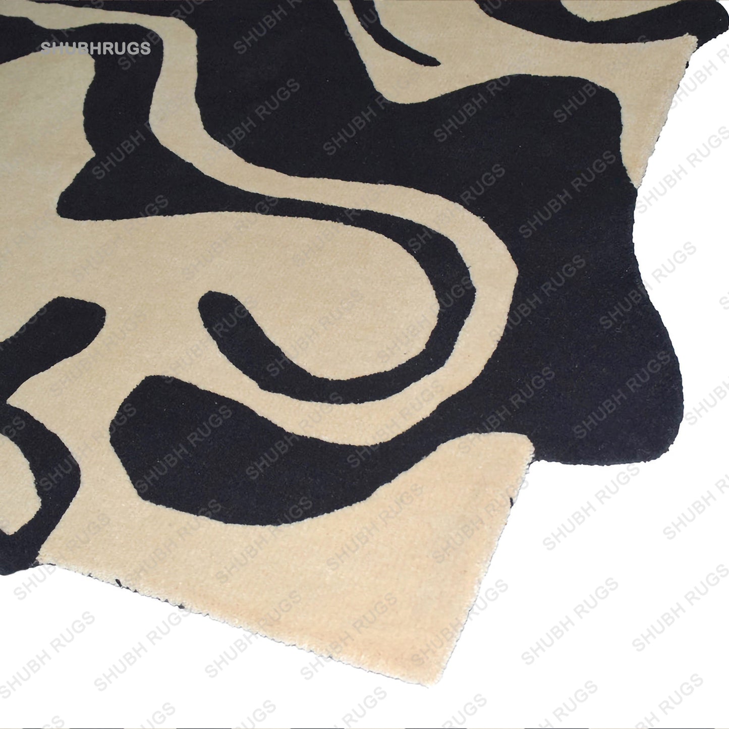 Meraj Rectangle Black & Camal Color Polyester Anti Slip Shaggy Fluffy Fur Carpet for Living Room, Bedroom