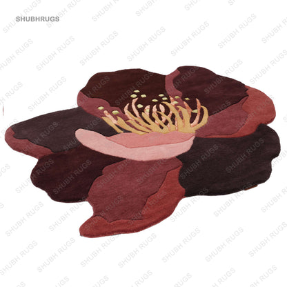 Botanic - Burgundy Red / Pink Rug