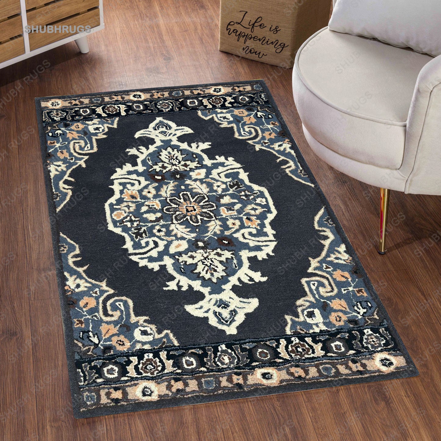 New Persian Style Grey Hand-Tufted 100% Wool Handmade Area Rug Carpet for Bedroom Home-Decor, Best Hand-tufted Rugs 9x12 Carpets