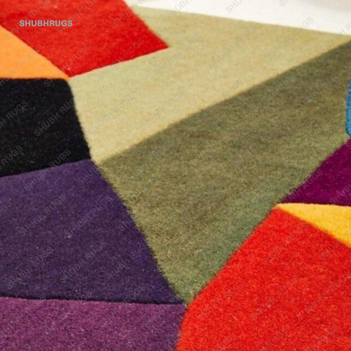 Round Rug Hand Tufted Wool Multi Color Carpet Area Rug