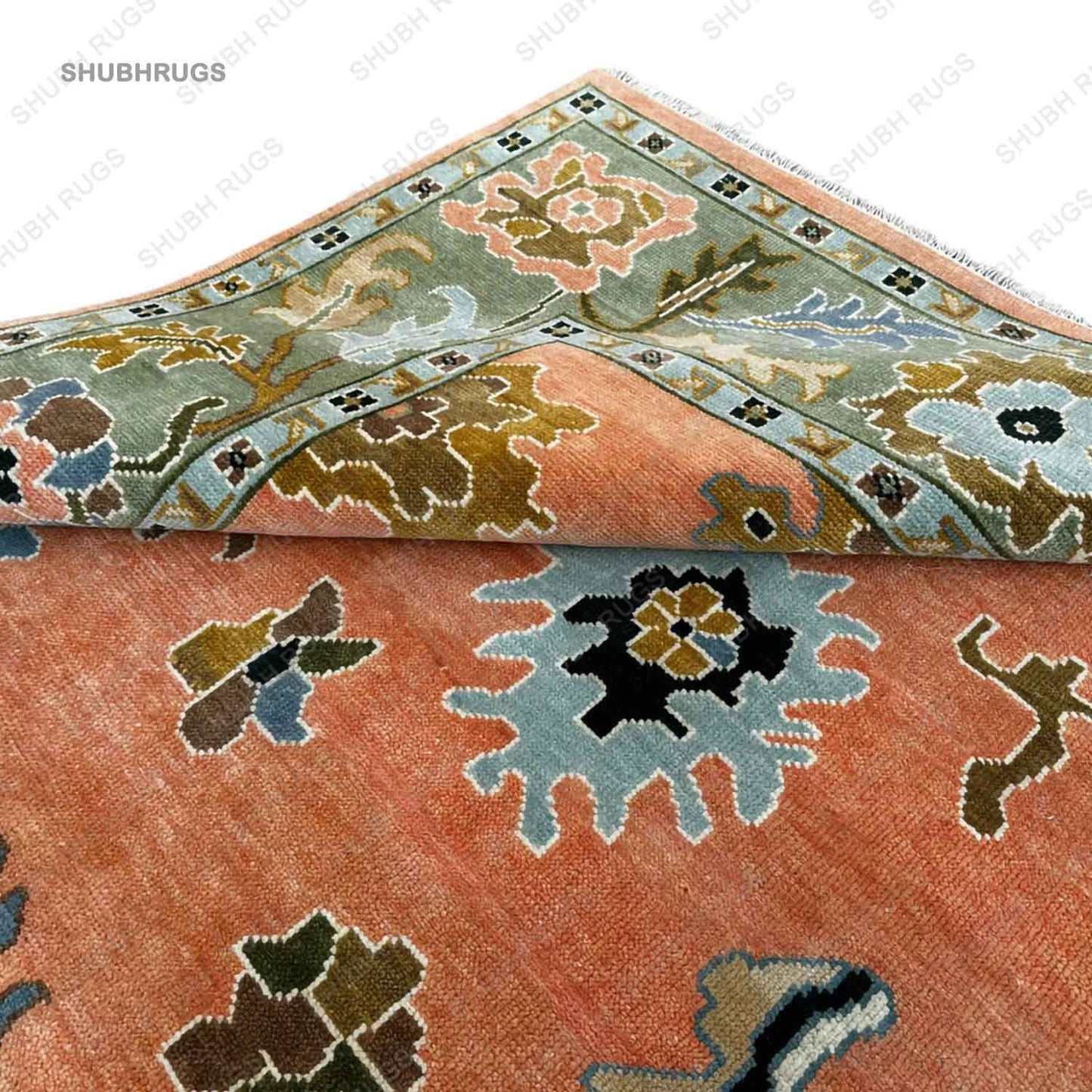 Peach Turkish Oushak Hand Knotted Rug  Handmade Rugs for Living Room - Antique Contemporary rug