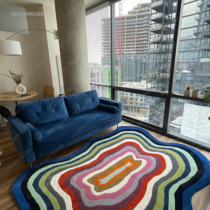 Tufted Irregular Shape Rug Handmade Unique Rug Area Rugs, for Living Room Bedroom,, Kids Room