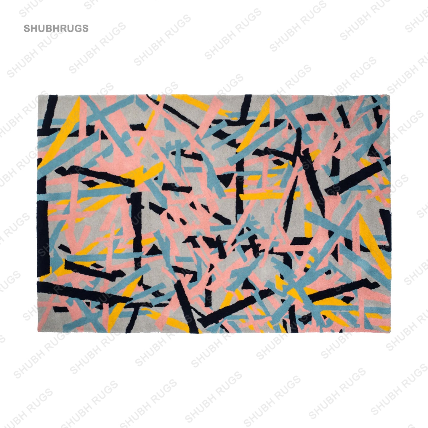 Colorful Abstract Stripes Seamless Pattern Rug | Handmade | Wool Rug