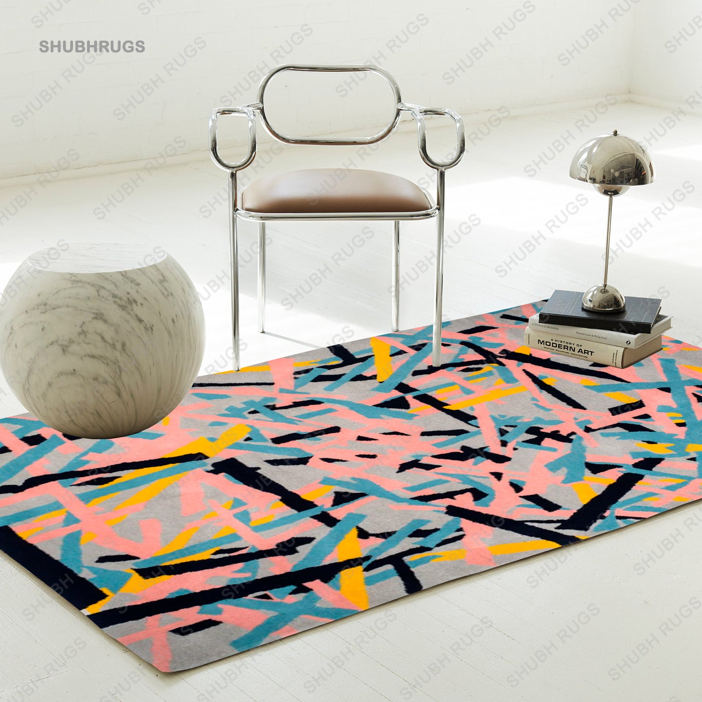 Colorful Abstract Stripes Seamless Pattern Rug | Handmade | Wool Rug