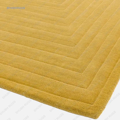 Arches Cut-Pile Mustard Color  Hand-Tufted 100% Wool Handmade Area Rug Carpet For Home, Bedroom, Living Room, Dining Room, Kitchen