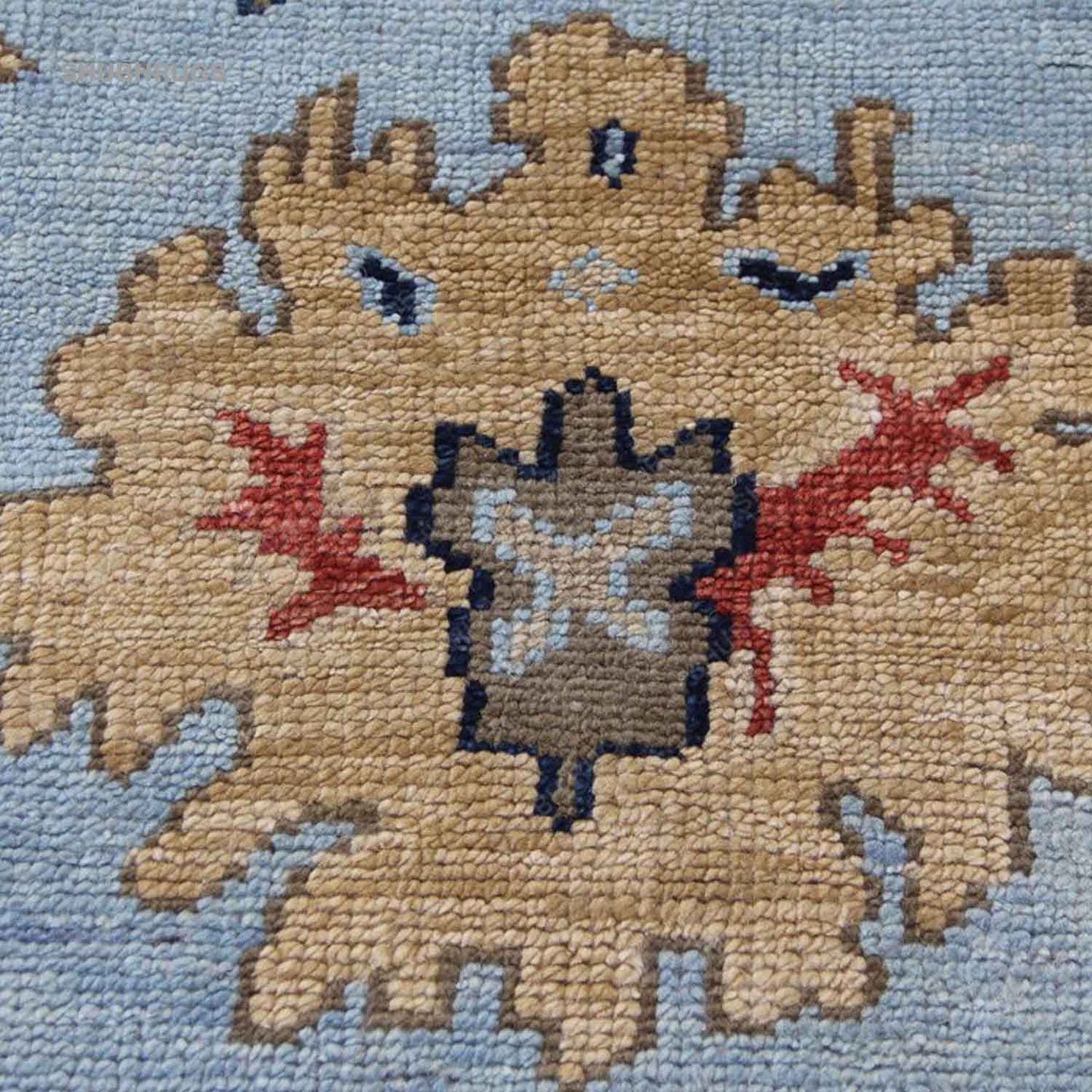 Hand Knotted Oushak Fine Wool Oriental Area Rug In Blue