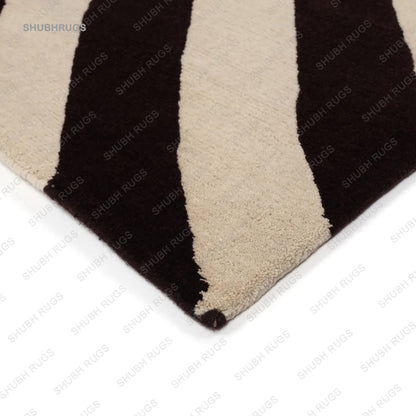 Meraj Rectangle Black & Camal Color Polyester Anti Slip Shaggy Fluffy Fur Carpet for Living Room, Bedroom