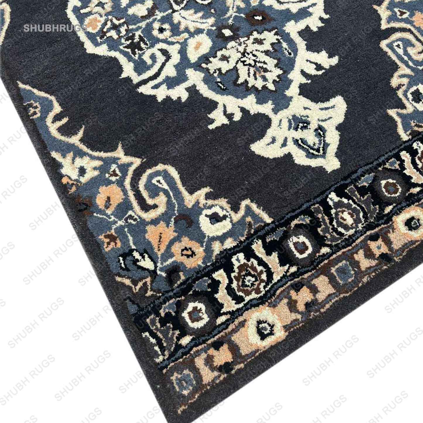 New Persian Style Grey Hand-Tufted 100% Wool Handmade Area Rug Carpet for Bedroom Home-Decor, Best Hand-tufted Rugs 9x12 Carpets