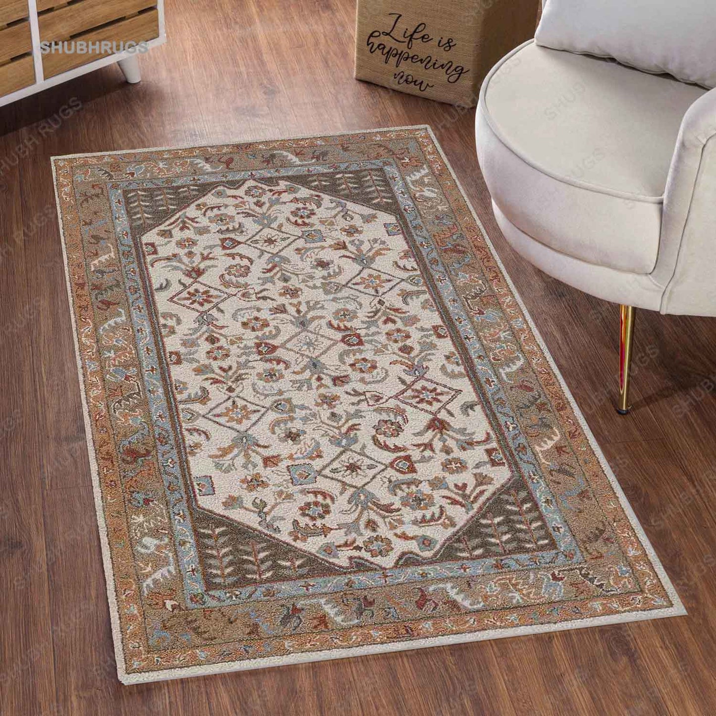 Beige  Hand Tufted Woollen Rug