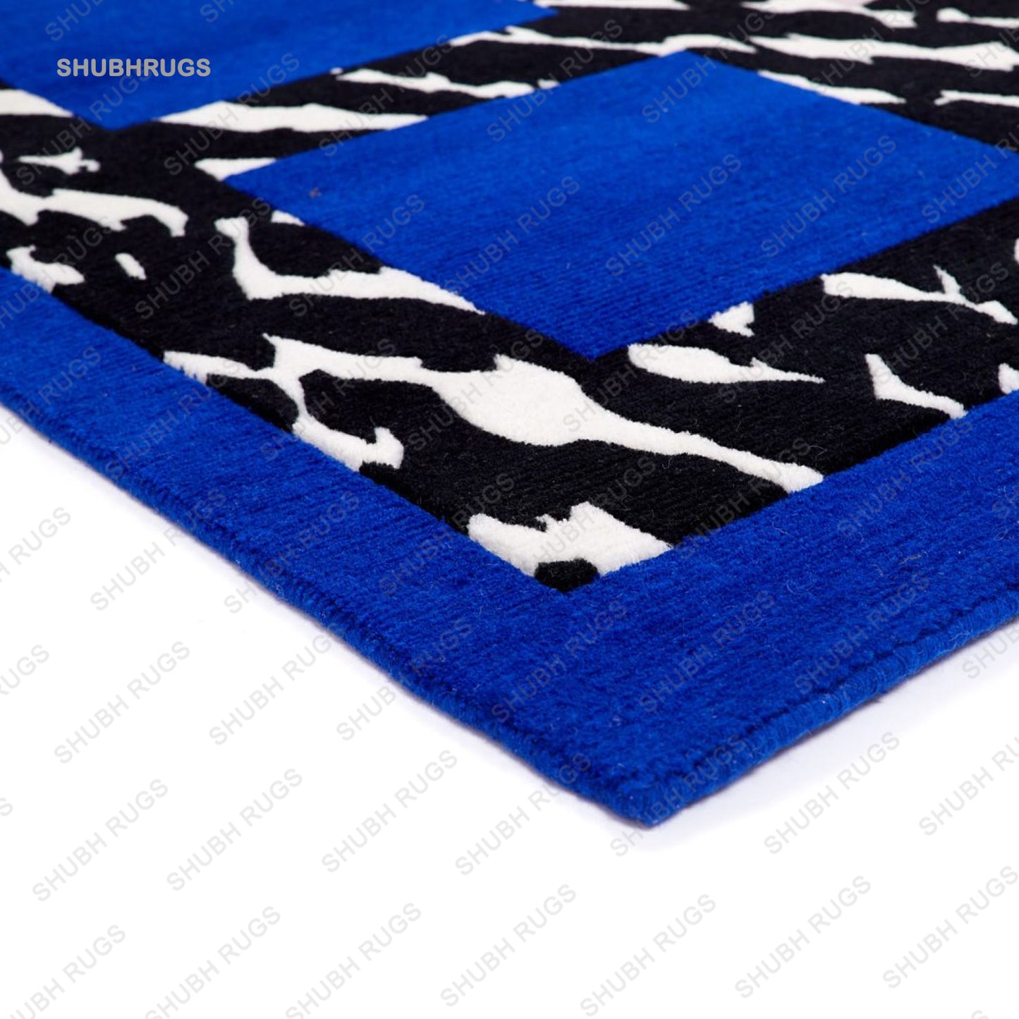 New Grafic Luxury Hand Tufted Rug Dark Blue Rugs 100% Wool