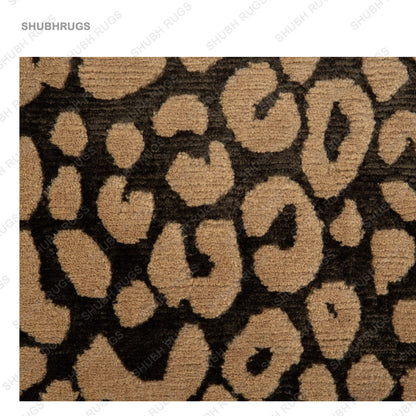 Hand Tufted Leopard Area Rug Wool And Silk Rug Multi colored Animal Print Rug