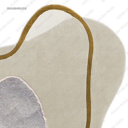 Blush Rug The Ideal Harmony of Soft Beige and Gold Colors | Hand-tufted Irregular Shape | Rug for Kids | Rug for Offices | Rug for Christmas Gift. Can be Customized.