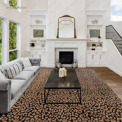 Hand Tufted Leopard Area Rug Wool And Silk Rug Multi colored Animal Print Rug