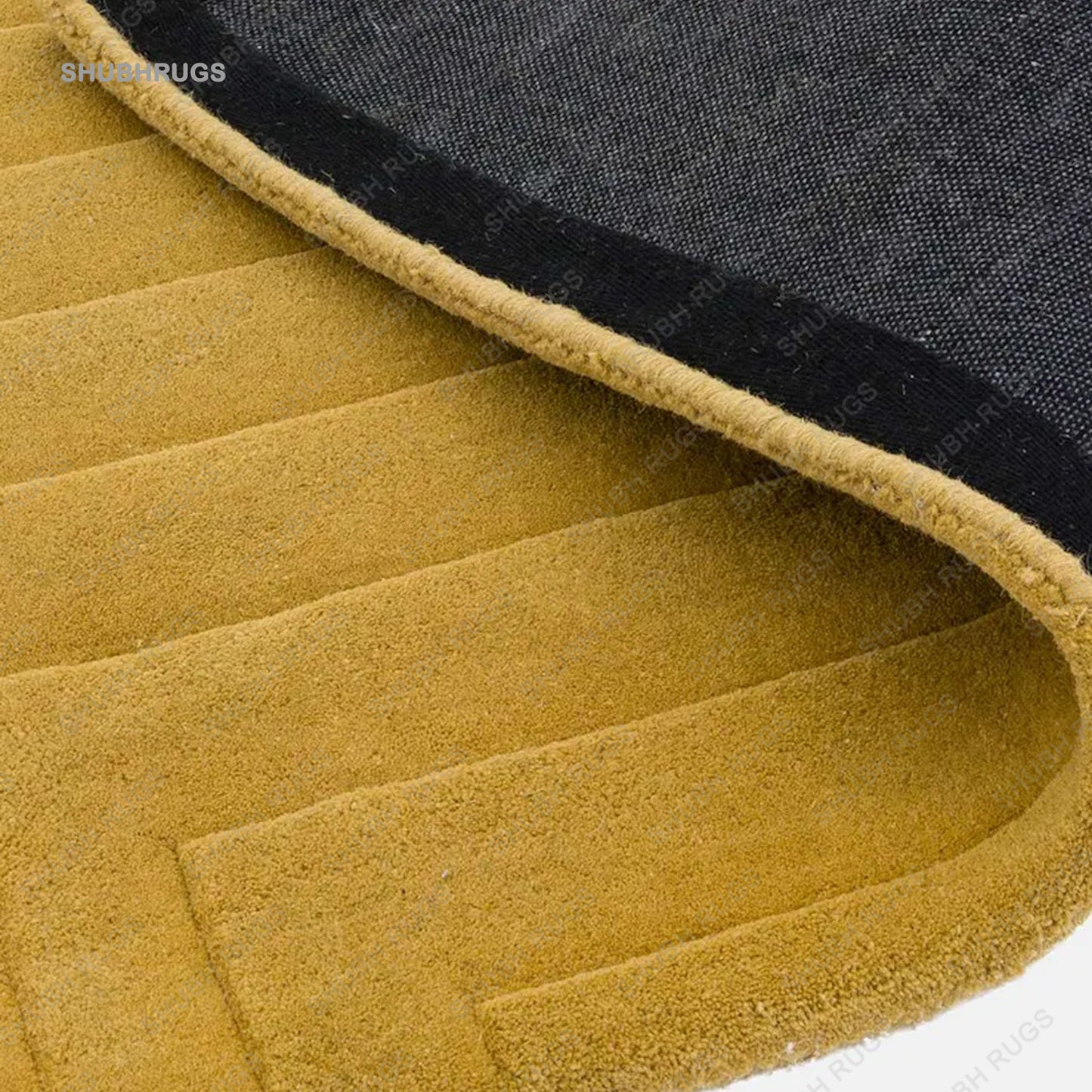 Arches Cut-Pile Mustard Color  Hand-Tufted 100% Wool Handmade Area Rug Carpet For Home, Bedroom, Living Room, Dining Room, Kitchen