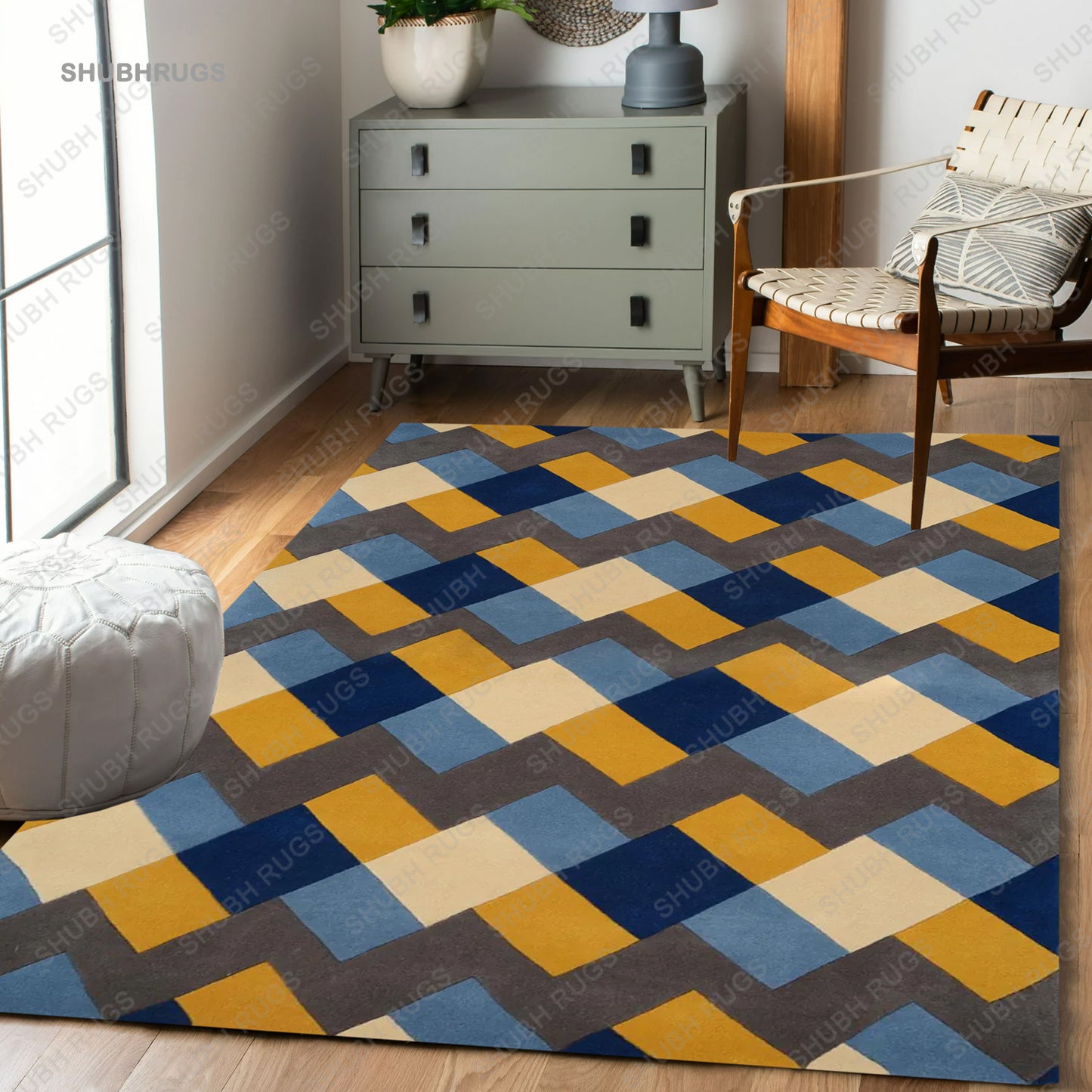 Weft Yellow-Colord Rug