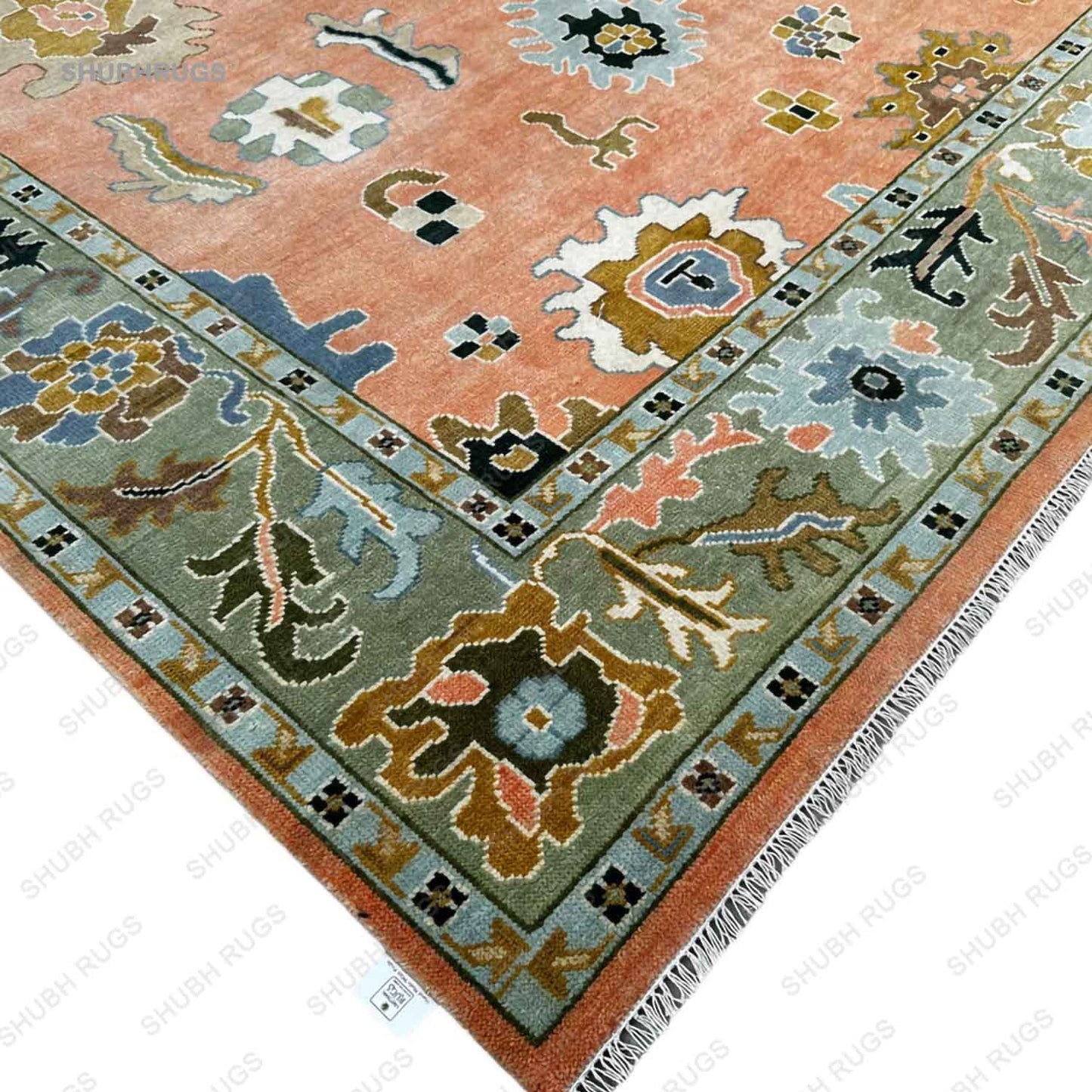 Peach Turkish Oushak Hand Knotted Rug  Handmade Rugs for Living Room - Antique Contemporary rug