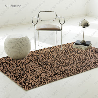 Hand Tufted Leopard Area Rug Wool And Silk Rug Multi colored Animal Print Rug