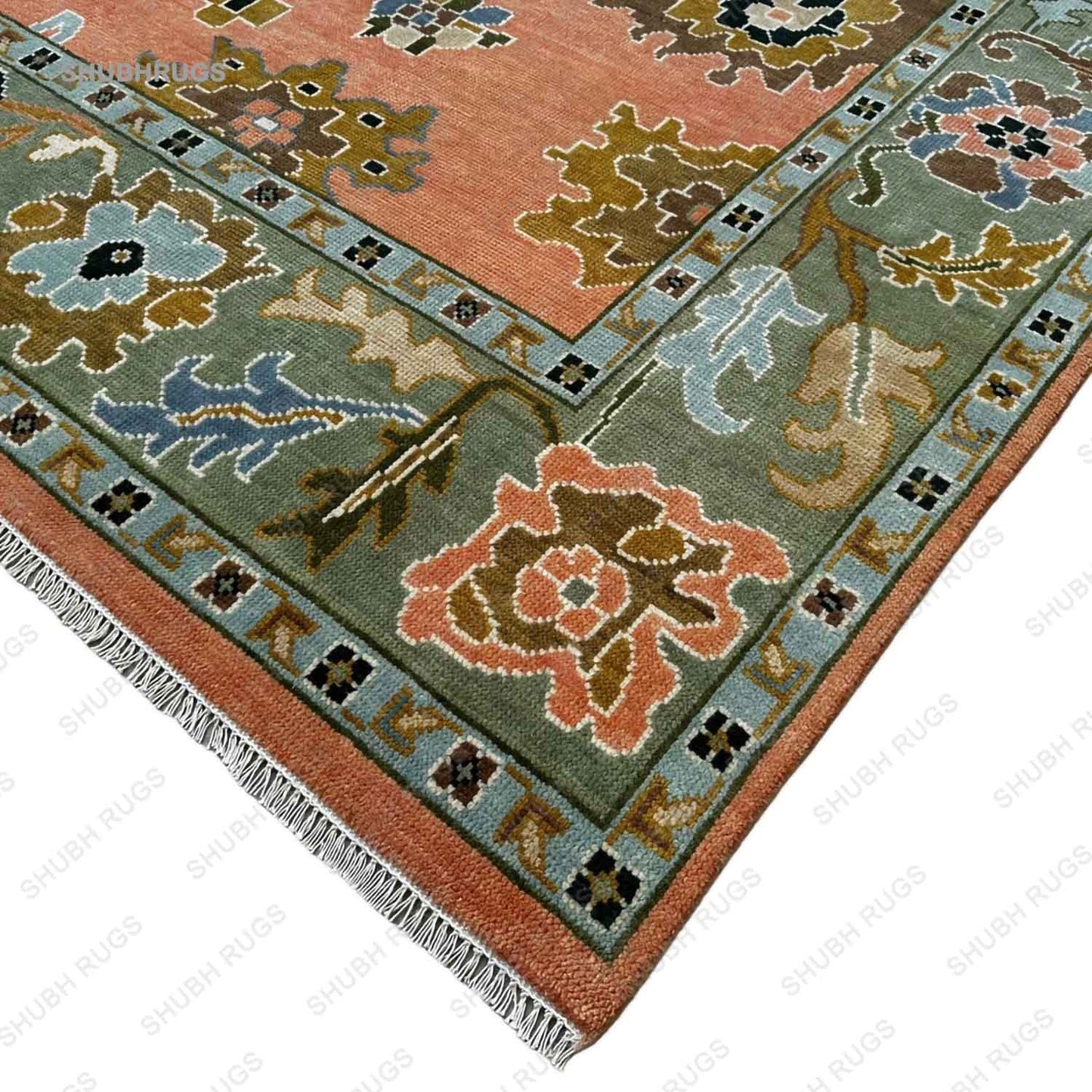 Peach Turkish Oushak Hand Knotted Rug  Handmade Rugs for Living Room - Antique Contemporary rug