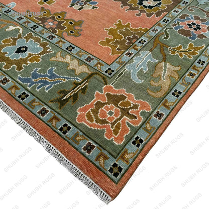 Peach Turkish Oushak Hand Knotted Rug  Handmade Rugs for Living Room - Antique Contemporary rug