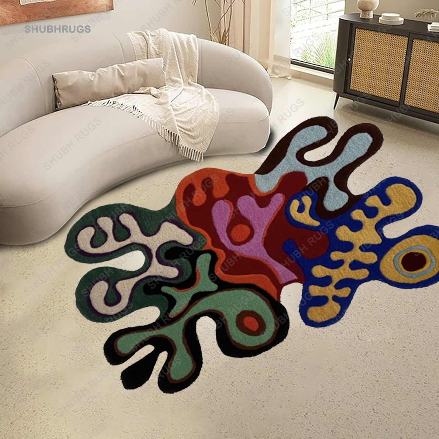 Sea Of Reflective Consciousness Decorative Rug | Wool Rug