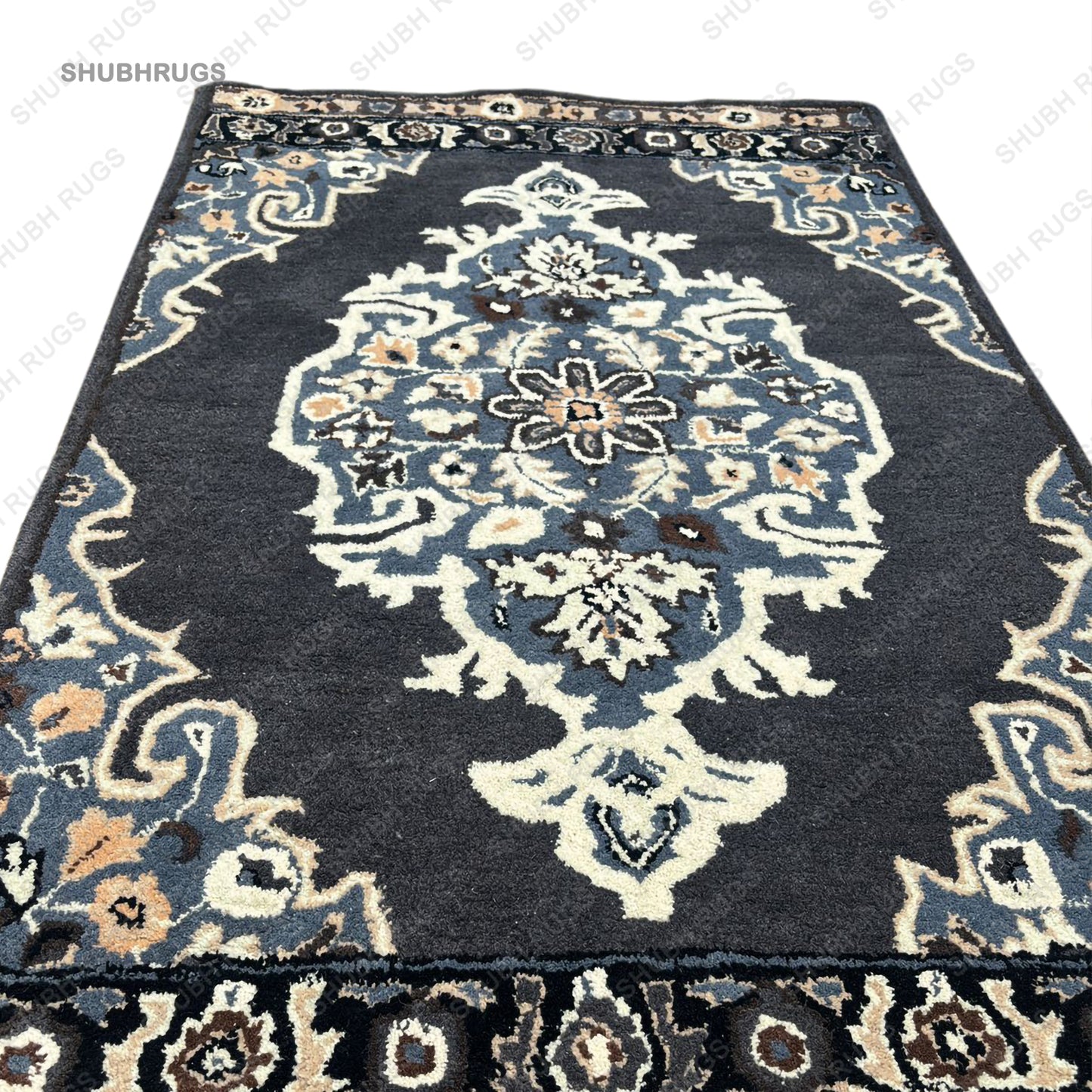 New Persian Style Grey Hand-Tufted 100% Wool Handmade Area Rug Carpet for Bedroom Home-Decor, Best Hand-tufted Rugs 9x12 Carpets