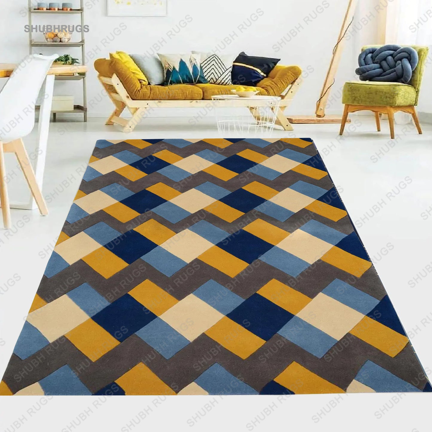 Weft Yellow-Colord Rug