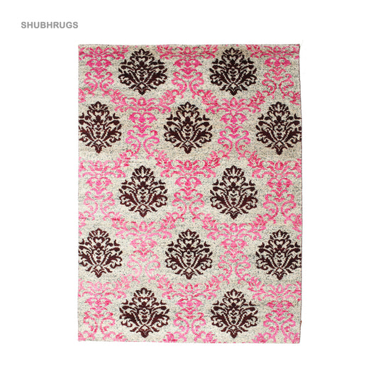 Jardine - Pink / Burgundy Red Silk Rug